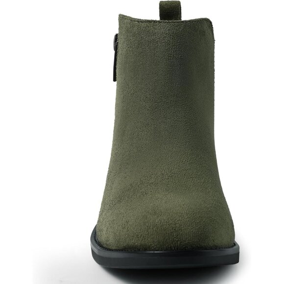 Women's Ankle Green Boots Short Flat Low Heel Dress Chelsea Casual Classic - Picture 4 of 9